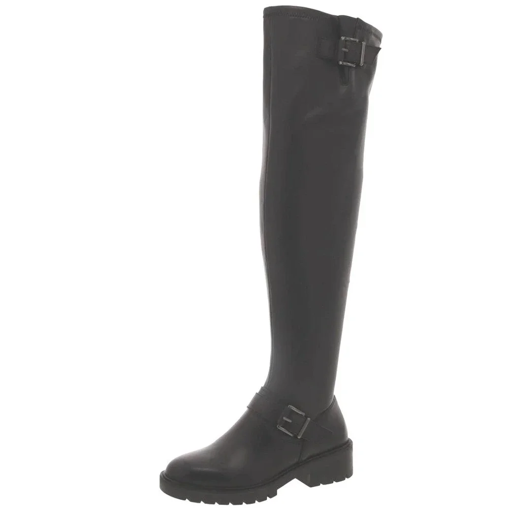 Vince Camuto Size 9.5 WC WIDE CALF Black Over the Knee Moto Boots NEW Abrila$239